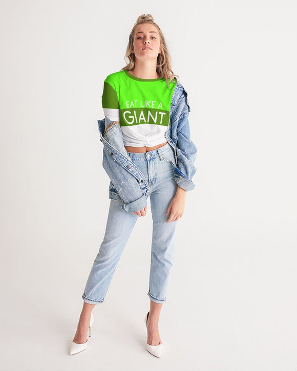 Eat Like A Giant Ladies Twist Front Cropped Tee