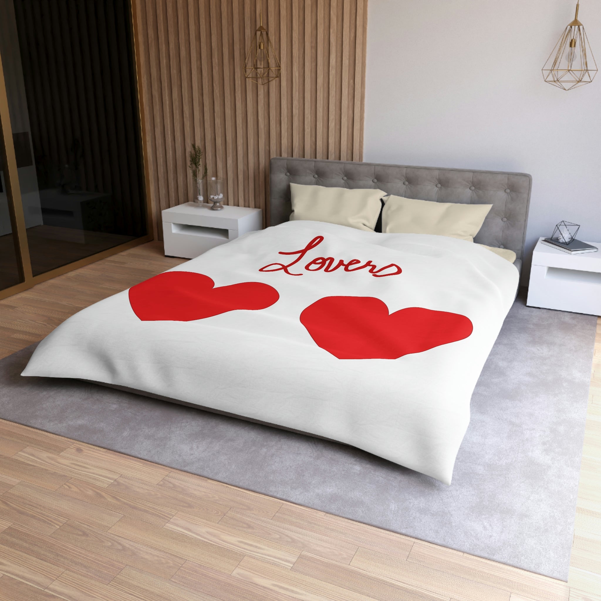 Valentine's Big Red Hearts Lovers Microfiber Duvet Cover