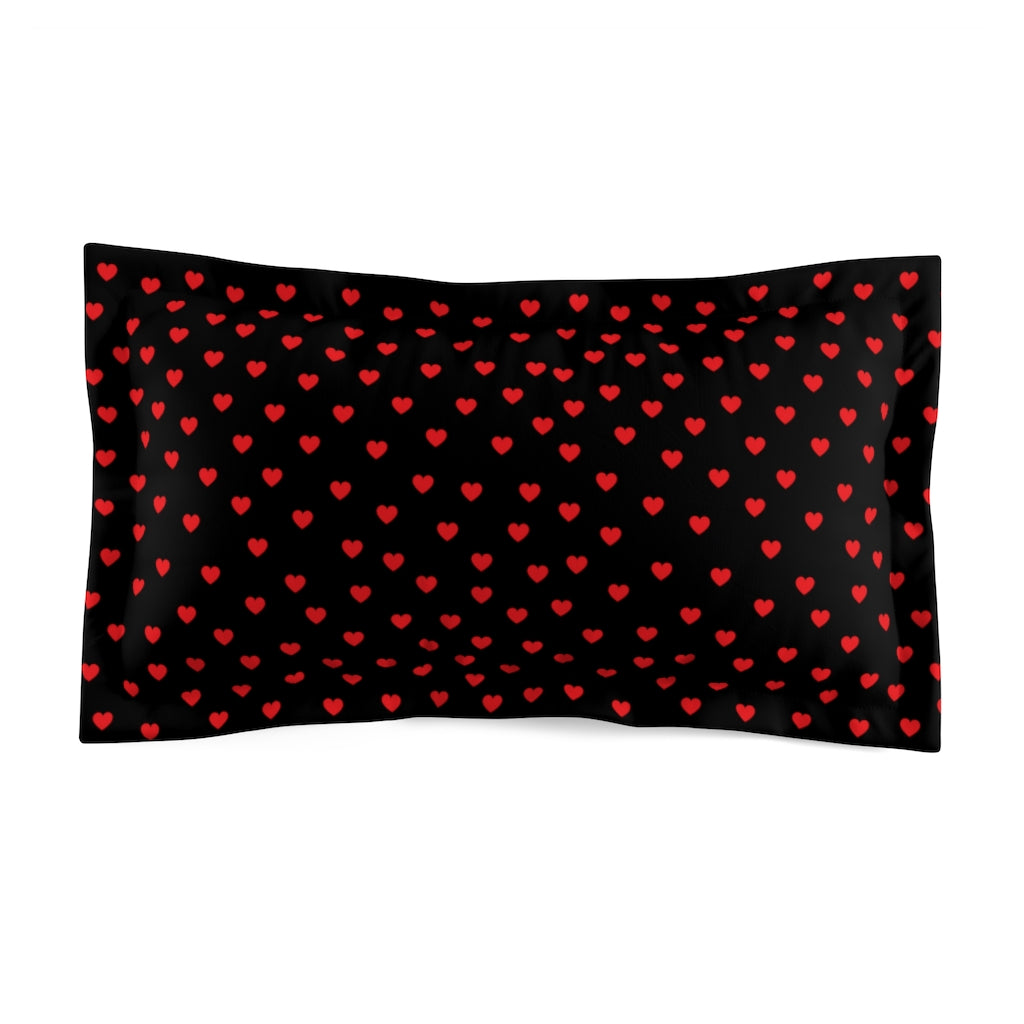 Valentine's Red Hearts Black King Microfiber Sham