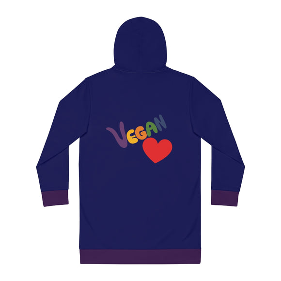 Vegan Heart Ladies Hoodie Dress