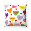 Valentine's Sweet Tart Hearts Faux Suede Square Pillow (14x14)-2