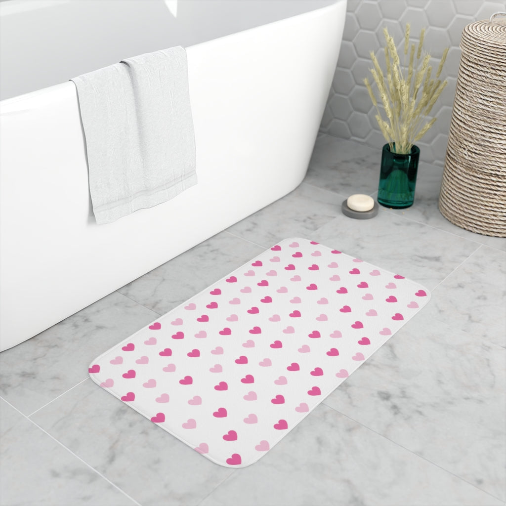 Pink Hearts Memory Foam Bath Mat