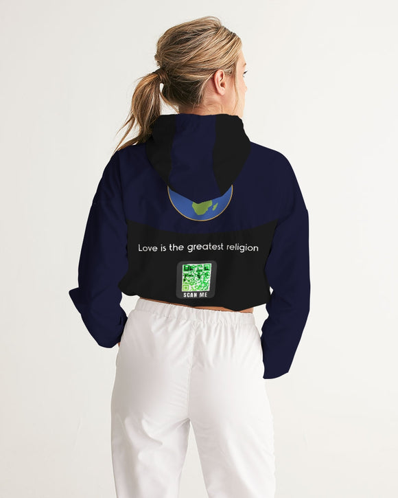 Love Is The Greatest Religion Cropped Ladies Windbreaker