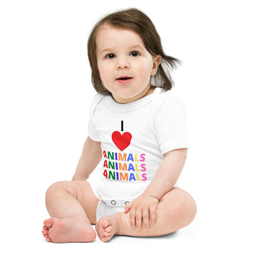 I LOVE ANIMALS Baby Short Sleeve 100% COTTON One Piece