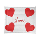 V-DAY Lovers Big Red Heart Cozy White Comforter-1