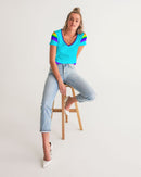 Rainbowbrite Aqua Ladies V-Neck Tee-6