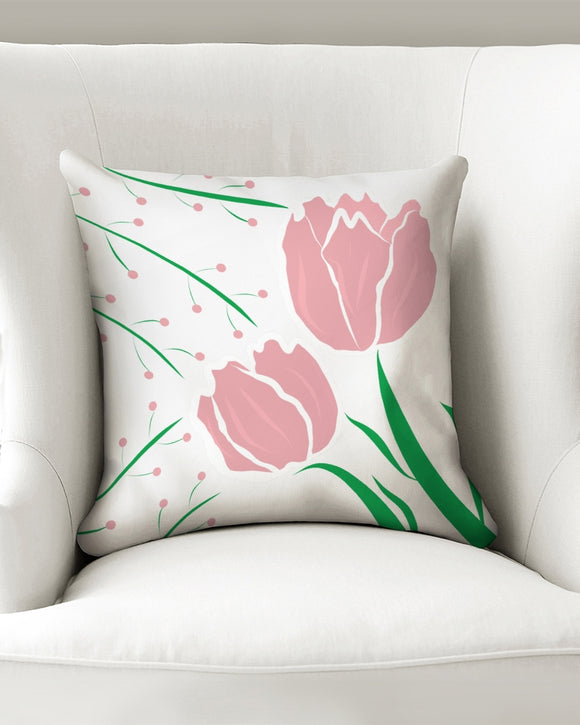 Peach Tulip Vine 16x16 Throw Pillow Case