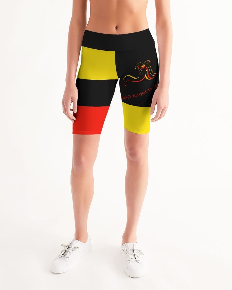 Don't Forget To Stretch Ladies Mid-Rise Bike Shorts