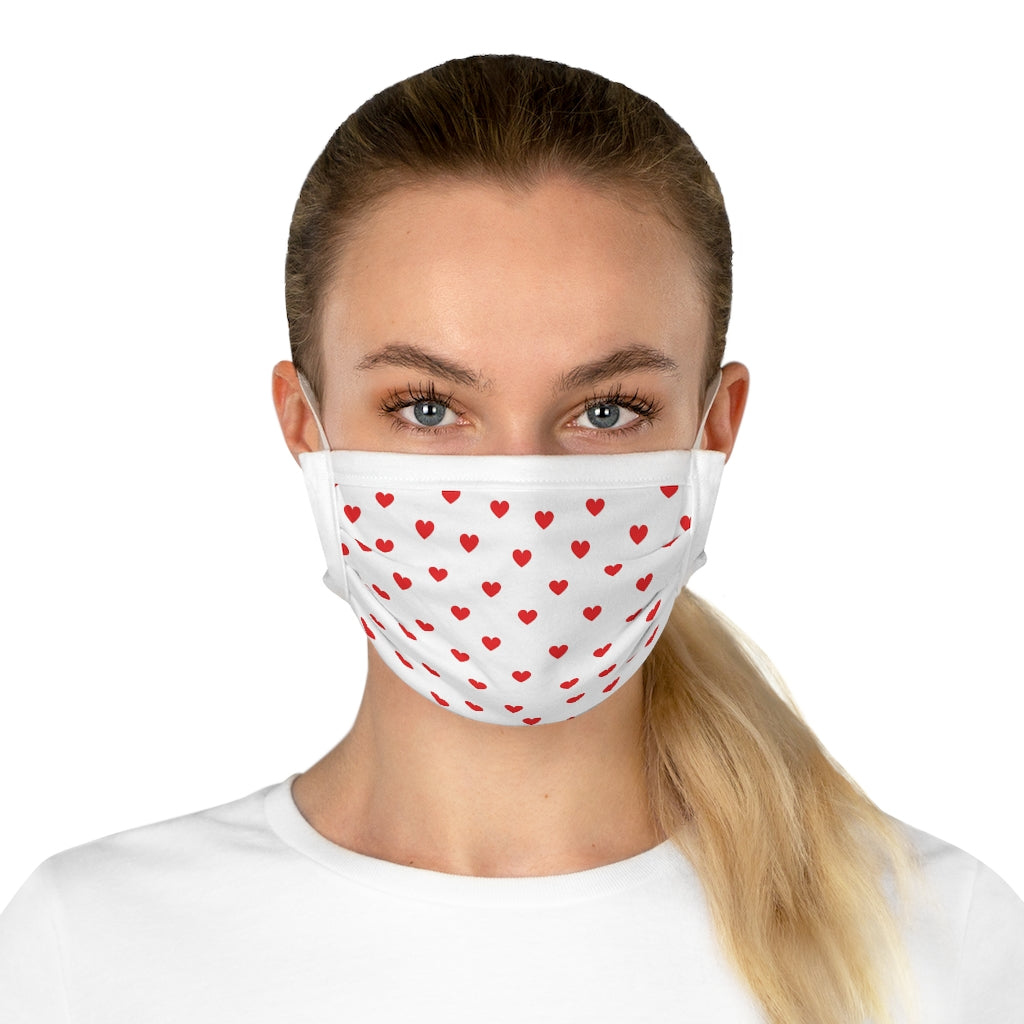 Valentine's Red Hearts White Cotton Face Mask