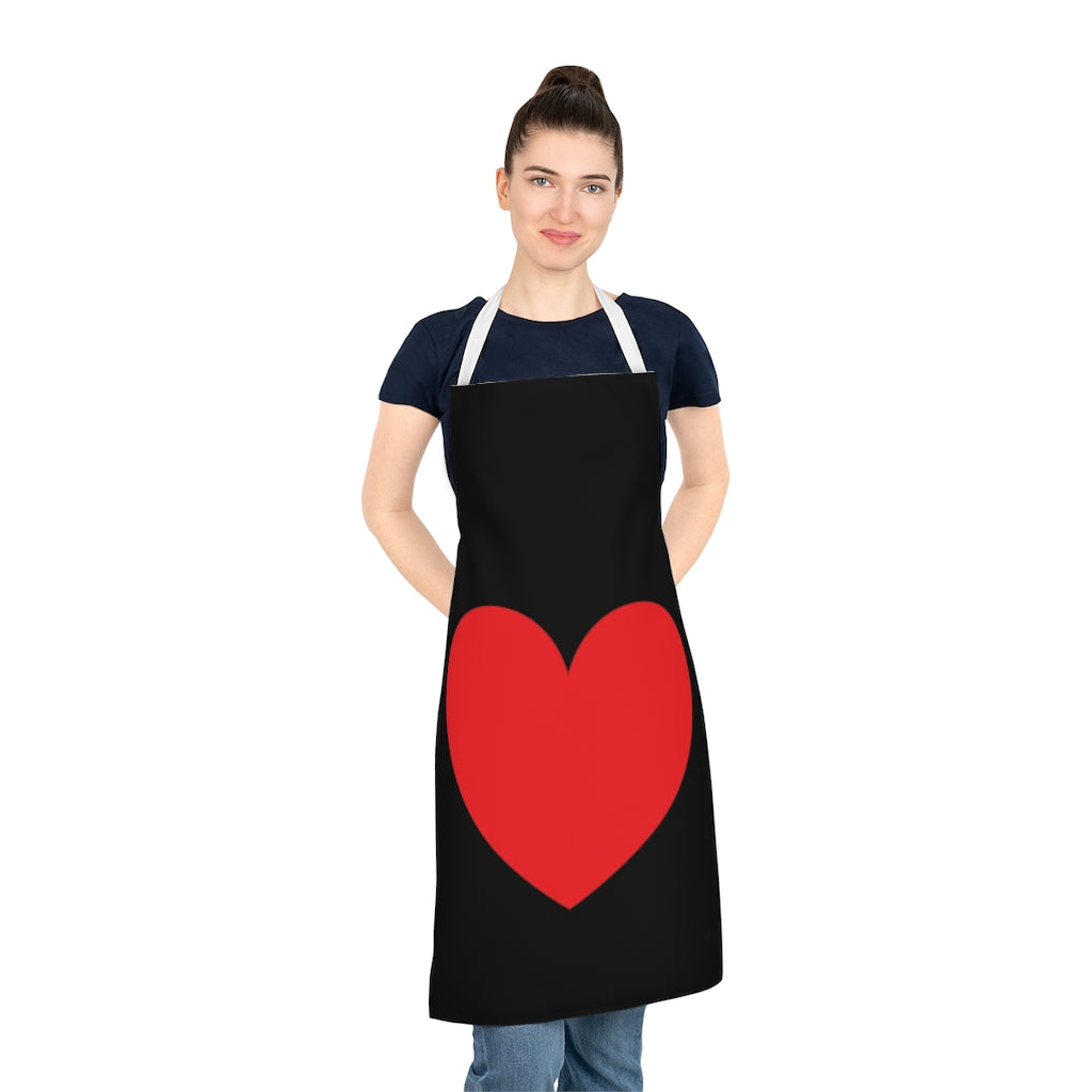 Big Red Heart Black Adult Apron