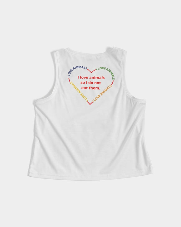 Vegan Heart Ladies Cropped Tank
