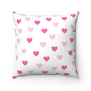 Pink Hearts Faux Suede Square Pillow-2