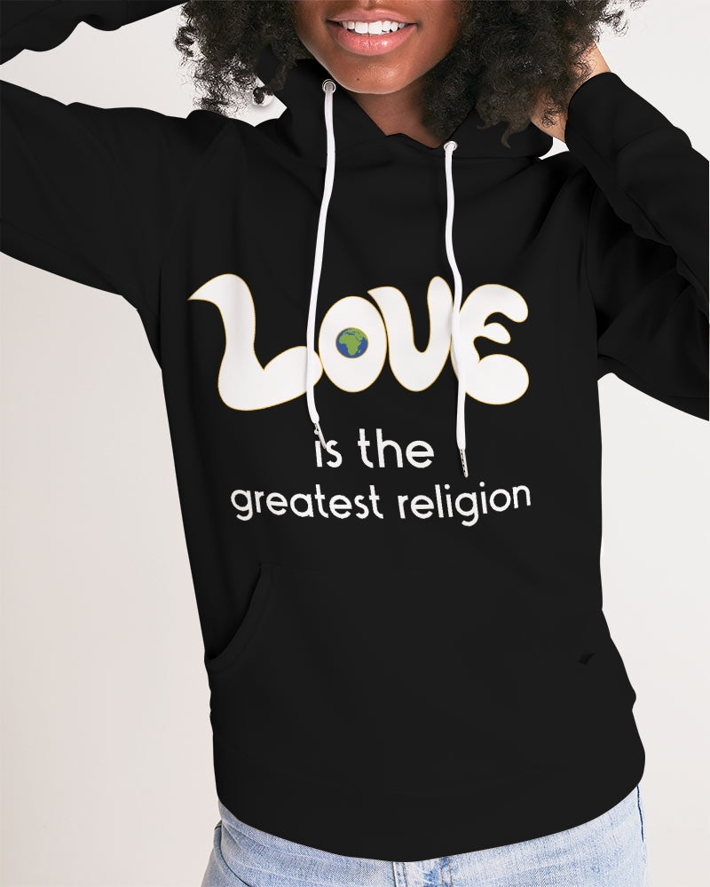 Love Is The Greatest Religion Ladies Hoodie (QR CODE ON BACK FOR BRAND SUPPORTERS)