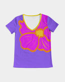 Cali Flower Ladies V-Neck Tee-7