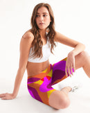 Bright Swirl Ladies Mid-Rise Bike Shorts-5