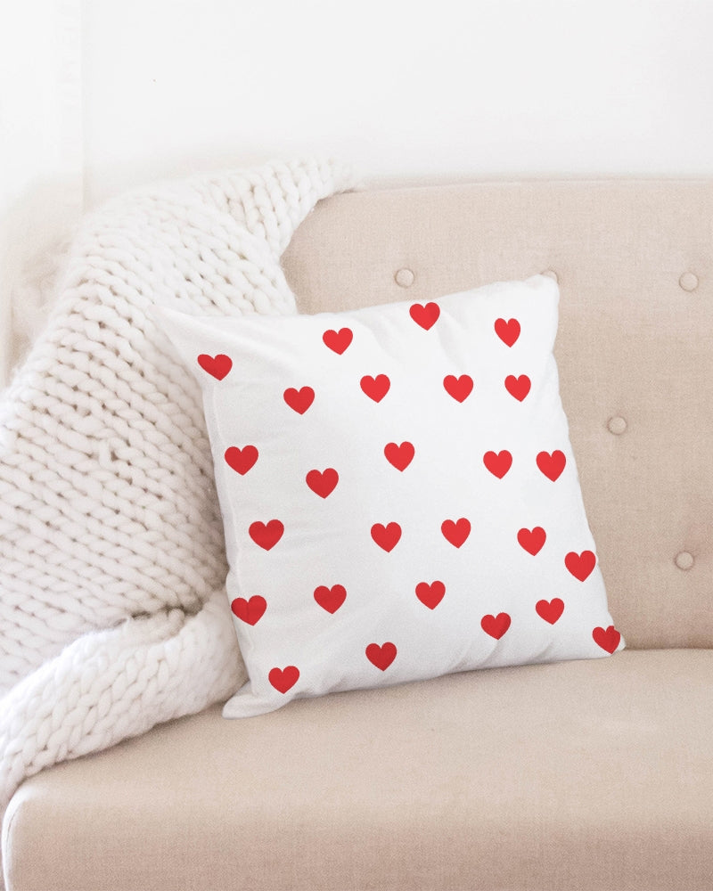 Red Hearts Throw Pillow Case 18"x18"