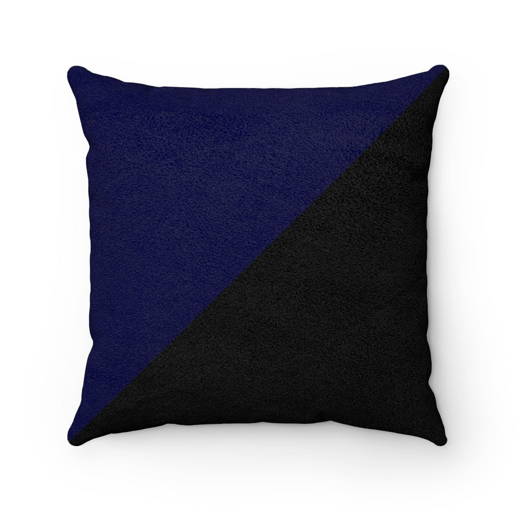 Cavalier Black and Blue Faux Suede Square Pillow