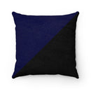 Cavalier Black and Blue Faux Suede Square Pillow-1