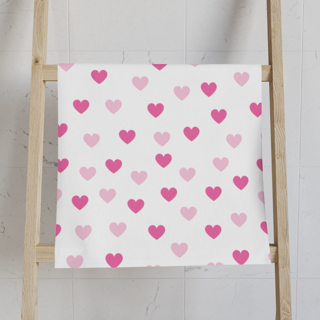 Pink Hearts Hand Towel