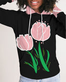 Peach Tulip Ladies Black Hoodie-4