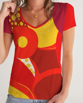Fire Flower Ladies V-Neck Tee
