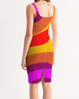 Bright Swirl Ladies Midi Bodycon Dress - 0