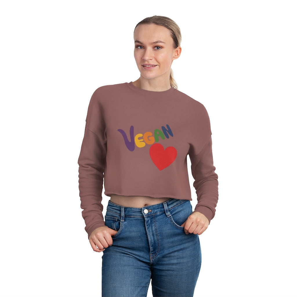 Vegan Heart Ladies Cropped Sweatshirt