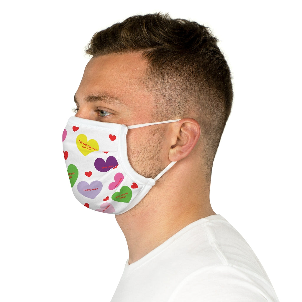 Valentine's Sweet Tart Hearts White Cotton Face Mask