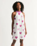 Pink Hearts Ladies Halter Dress-1