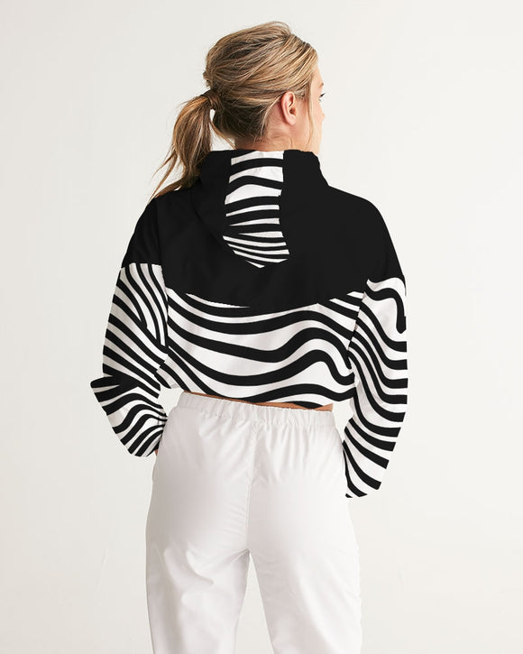 Zebra Print Ladies Cropped Windbreaker