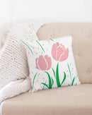 Peach Tulip Vine 18x18 Throw Pillow Case-1
