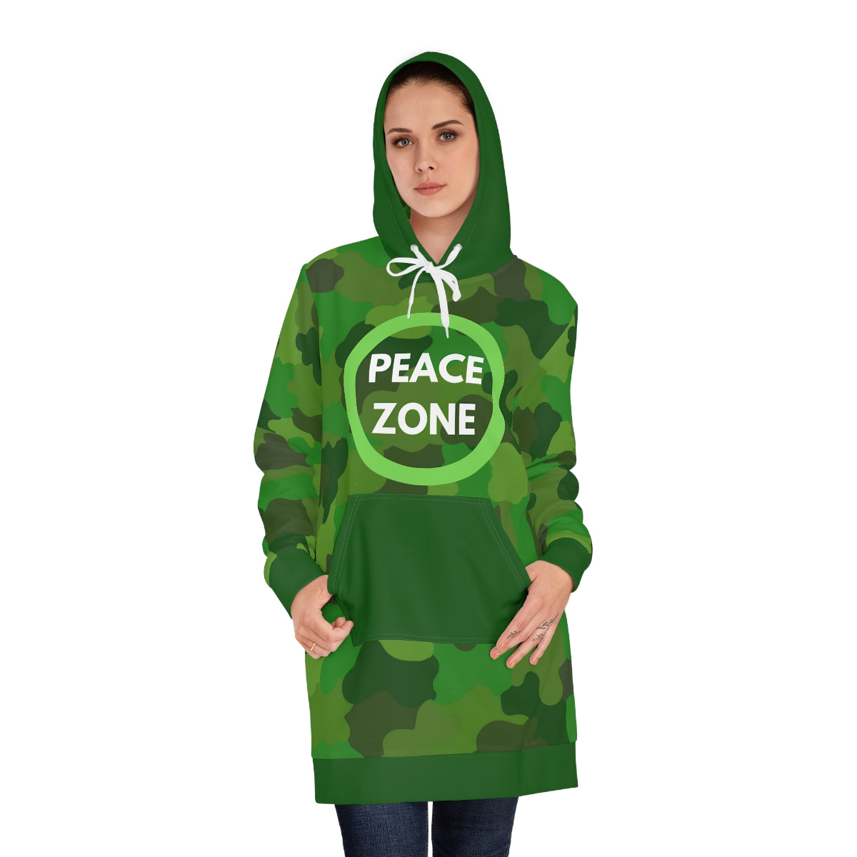 Green Fusion Ladies Hoodie Dress