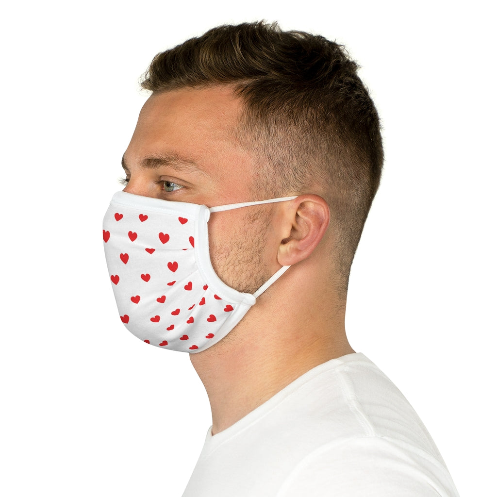 Valentine's Red Hearts White Cotton Face Mask