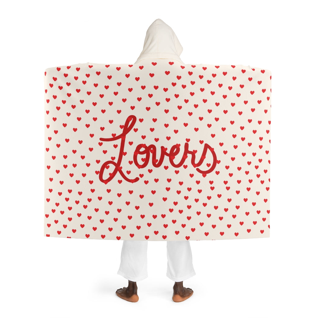 Valentine's Red Hearts Hooded Sherpa Fleece Blanket - 0