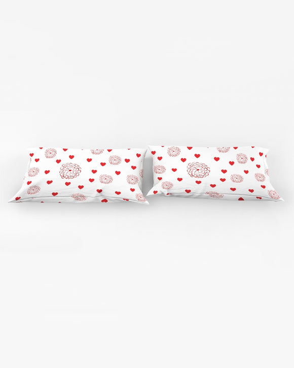 Valentine's Red Hearts and Roses King Pillow Case