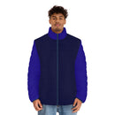 Men's Black and Blue Puffer Jacket-3
