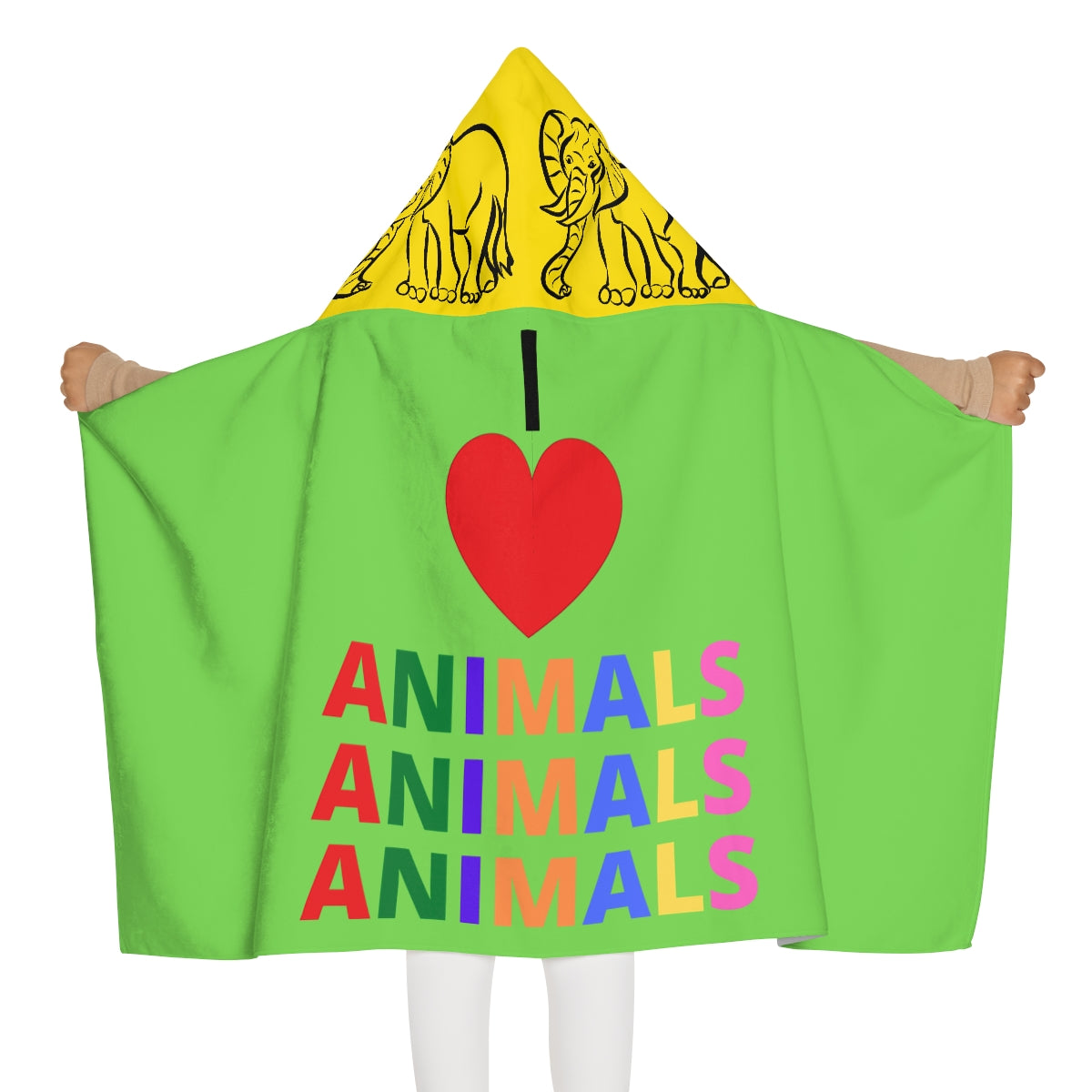 I LOVE ANIMALS Kids Hooded Towel