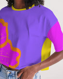 Cali Flower Ladies Lounge Cropped Tee-3