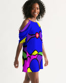 Tibetan Apple Ladies Open Shoulder A-Line Dress-2
