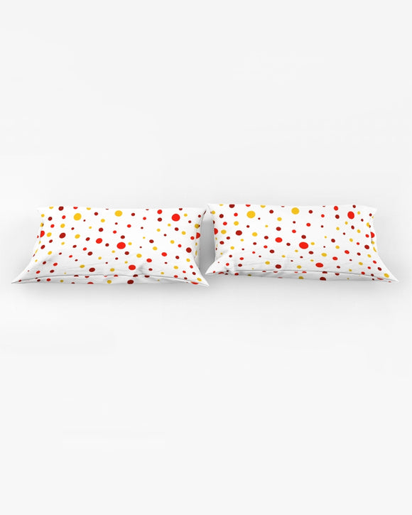 Red and Yellow dot world King Pillow Case