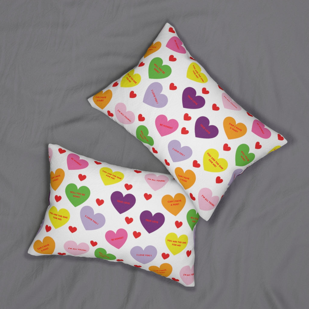 Sweet Tart Hearts Spun Polyester Lumbar Pillow