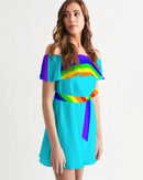 Rainbowbrite Aqua Ladies Aqua Off-Shoulder Dress-5