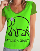 Eat Like A Giant Ladies V-Neck Tee-1