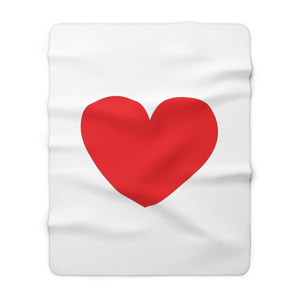 Big Red Heart Sherpa Fleece Blanket