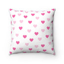 Pink Hearts Spun Polyester Square Pillow-3