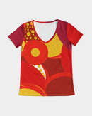Fire Flower Ladies V-Neck Tee-7