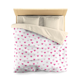 Pink Hearts Microfiber Duvet Cover