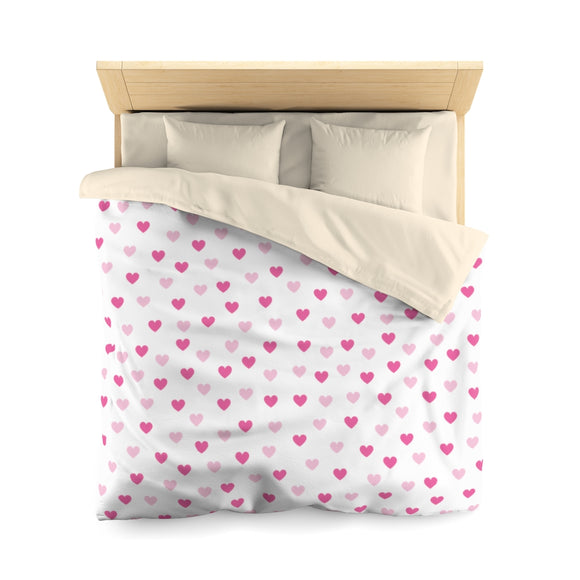 Pink Hearts Microfiber Duvet Cover
