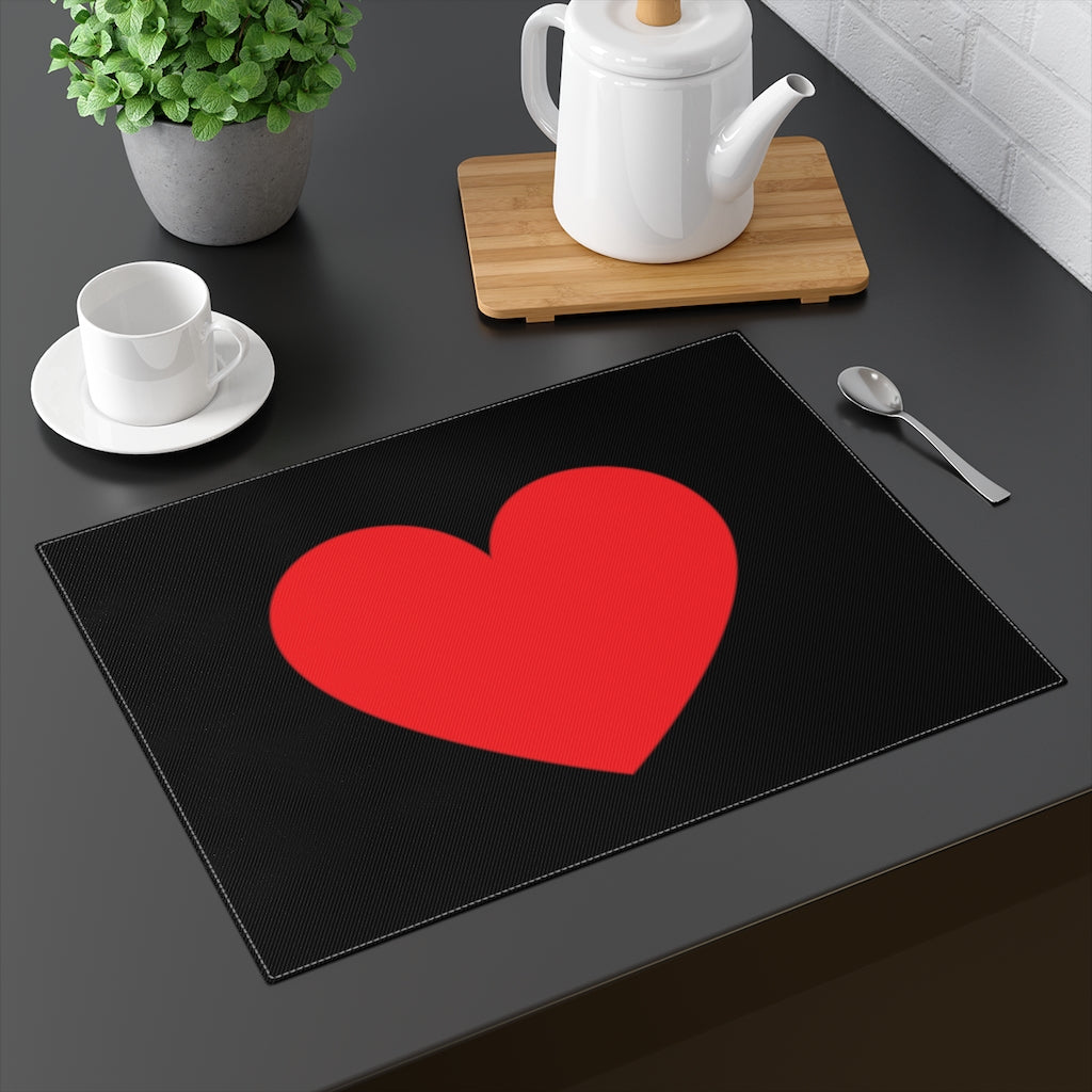 Big Red Heart Black Placemat