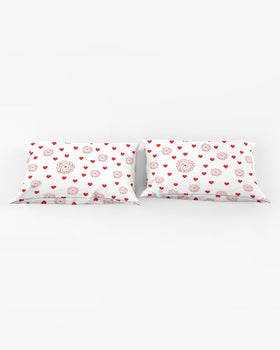 Valentine's Red Hearts and Roses Queen Pillow Case - 0